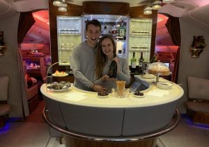 Bar à bord de la Première Classe du Airbus A380 d'Emirates