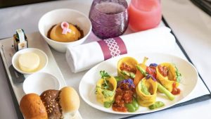 Menu végétalien offert par Qatar Airways