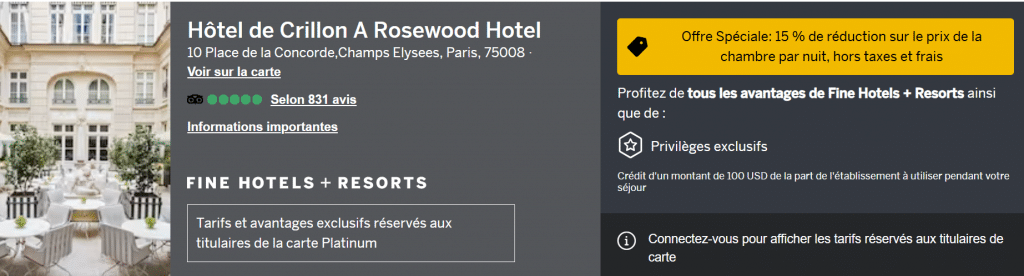 American Express Fine Hotels + Resorts Sélection d'hôtels